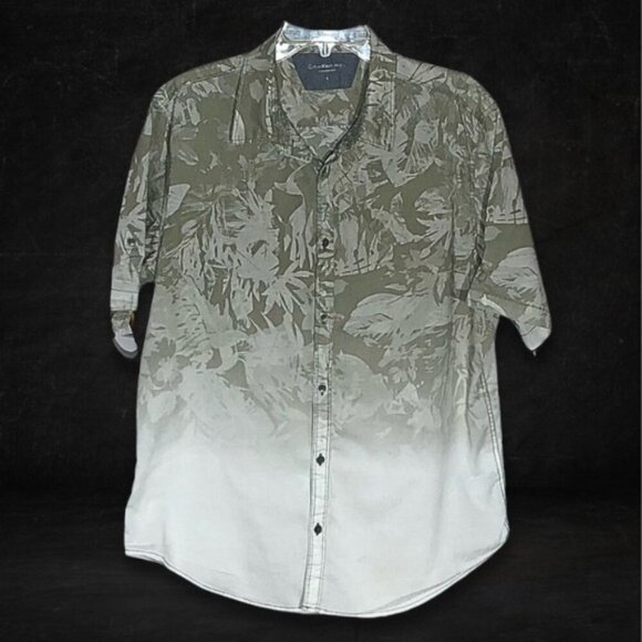 Vintage Y2K Calvin Klein Jeans Ombré Leaf Print Shirt Men's Large - Picture 1 of 8